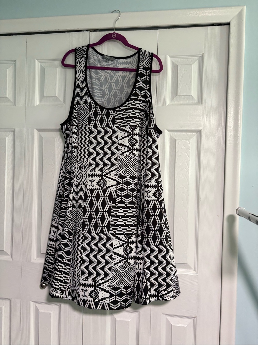 Black & White Geometric Tank Midi Dress Size 2x